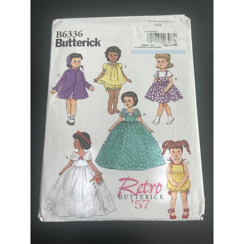 00470 - Butterick‎ B6336 Retro Doll Clothes Vintage Sewing Pattern OSZ - UNCUT